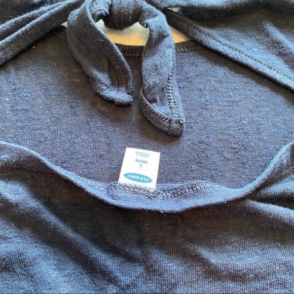 Petite Navy Tank Top with Keyhole Tie in the Back - Picture 5 of 6